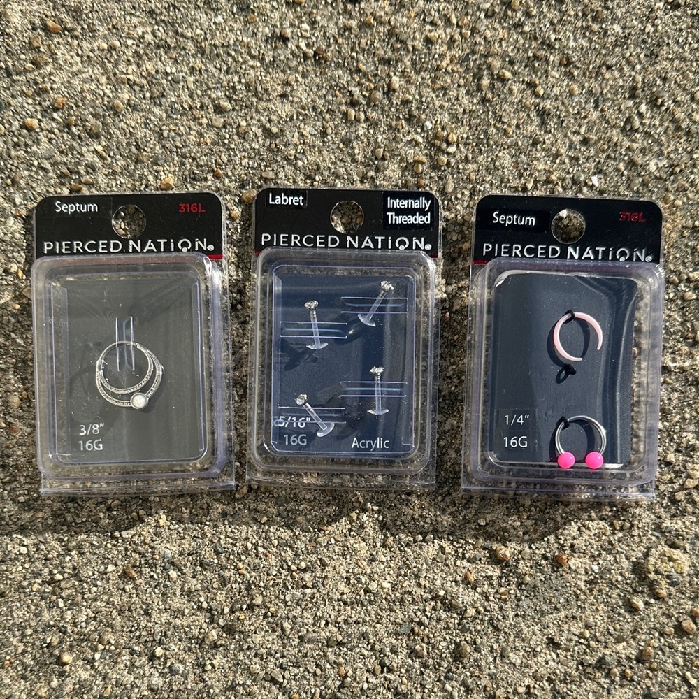 Pierced Nation Septum and Labret Piercing Set